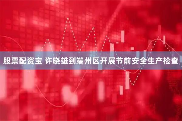 股票配资宝 许晓雄到端州区开展节前安全生产检查